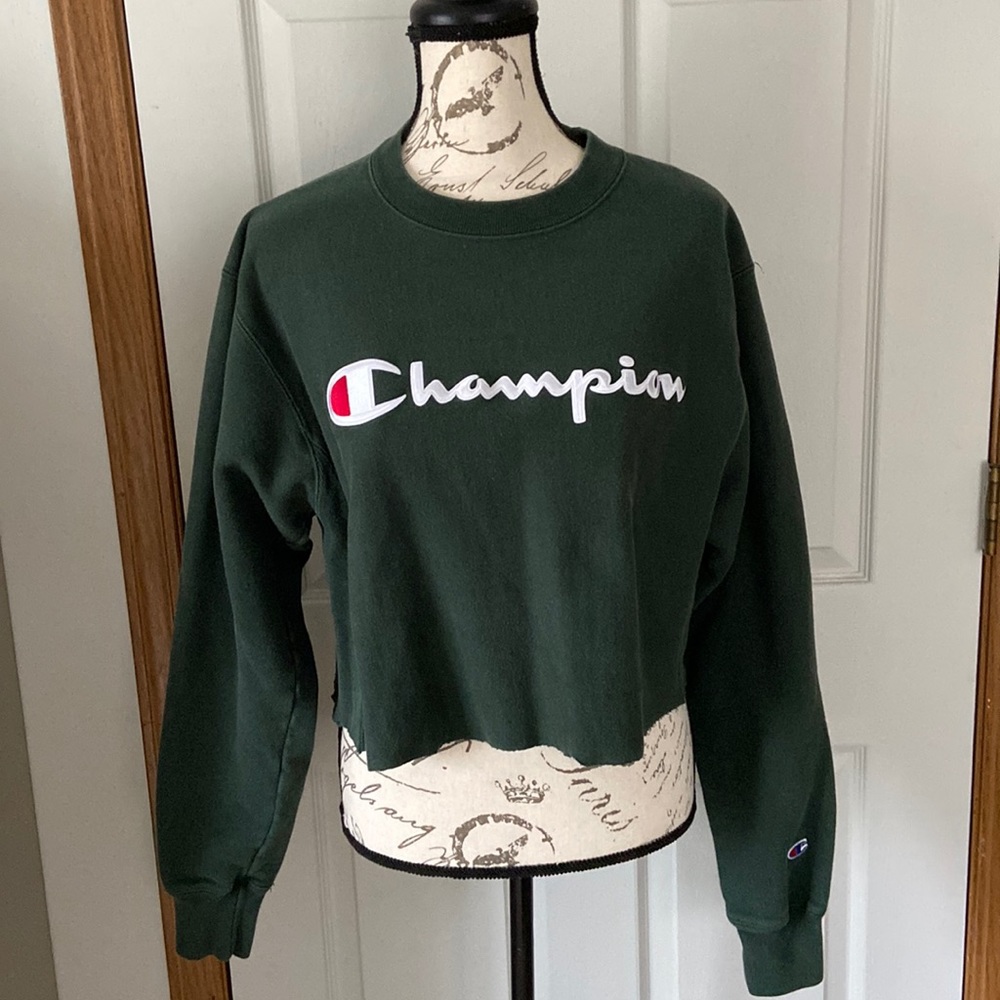 Champion Dark Green Cropped Pullover